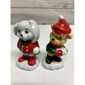 Salt‎ and Pepper Shakers House of Lloyd Christmas Critters Ceramic Bunny Bear